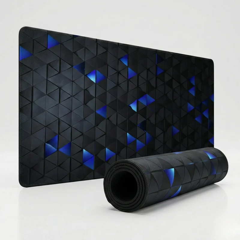 XXL Geometric Mouse Pad — Cobalt & Matte Black Polygons | PopMyPad