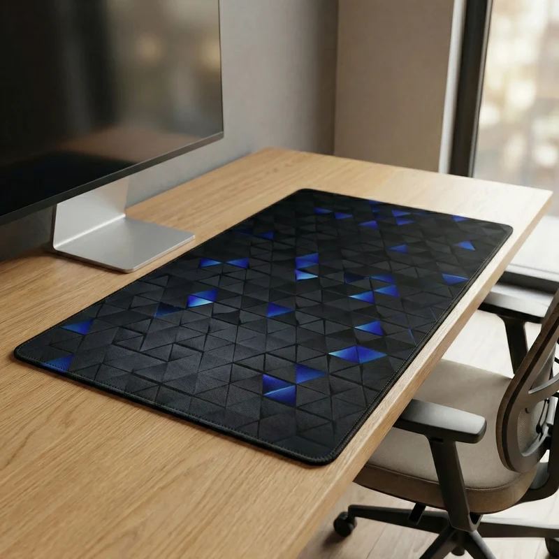 XXL Geometric Mouse Pad — Cobalt & Matte Black Polygons | PopMyPad