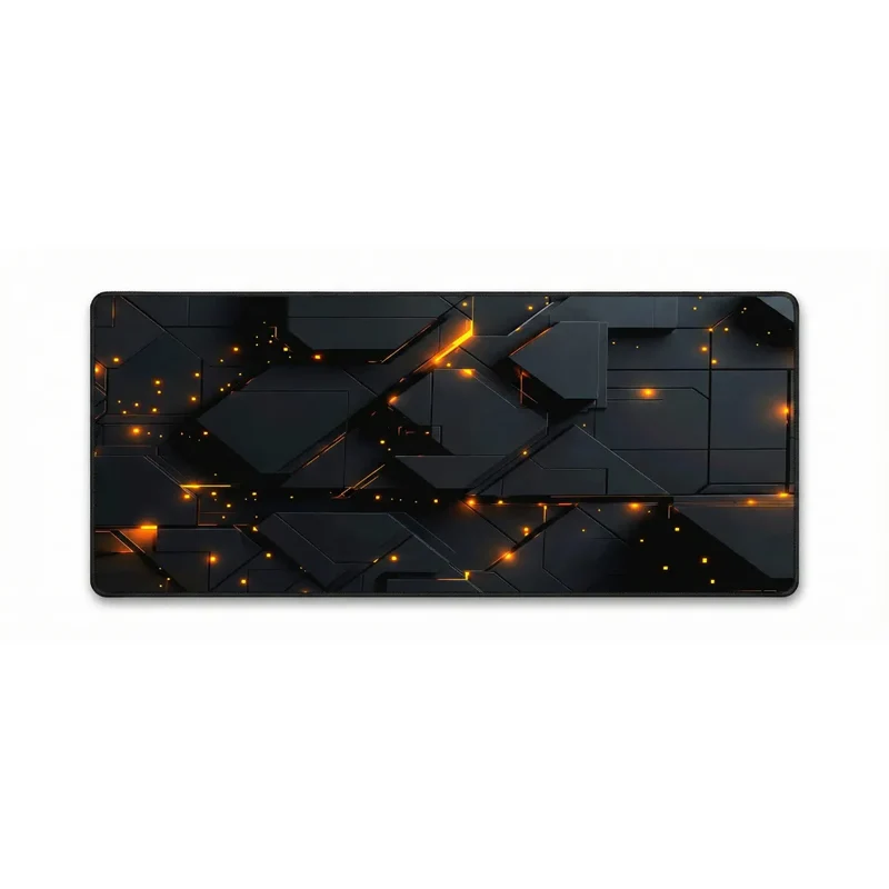 Tapis de Souris XXL Géométrique — Polygon Fusion Ambrée | PopMyPad
