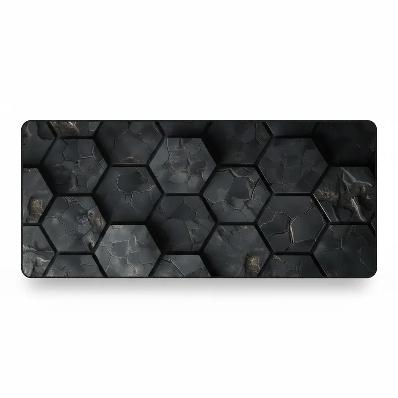XXL Geometric Mouse Pad — Dark Hex & Gold | PopMyPad
