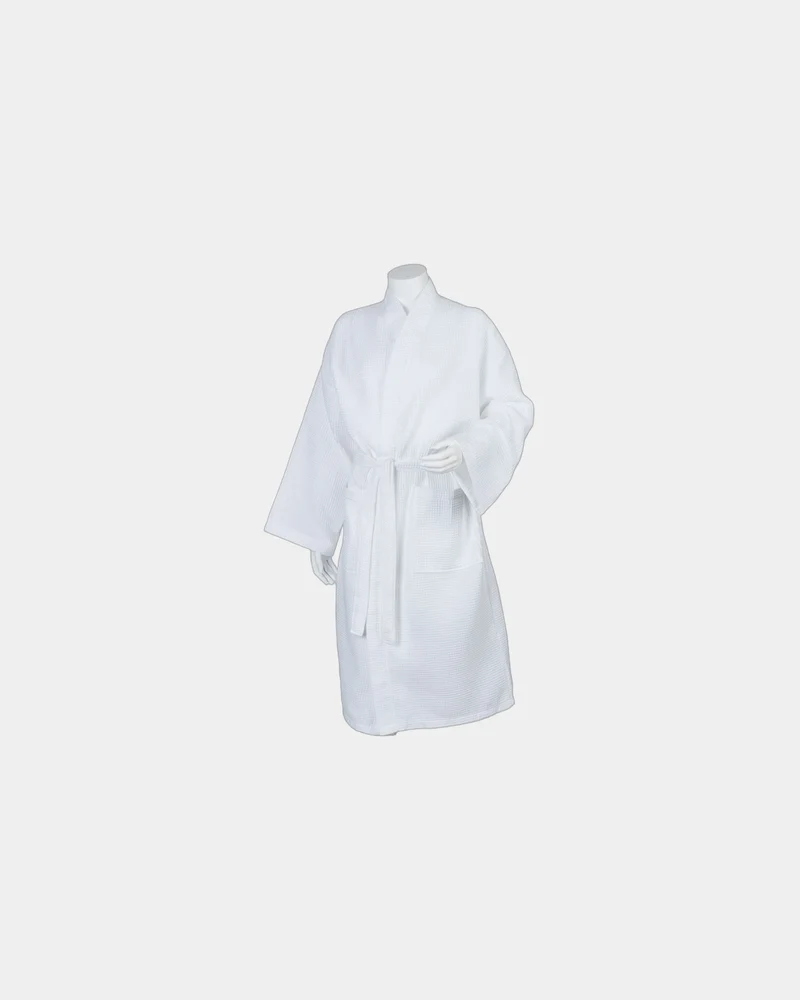 Peignoir éponge style kimono Waffle à personnaliser