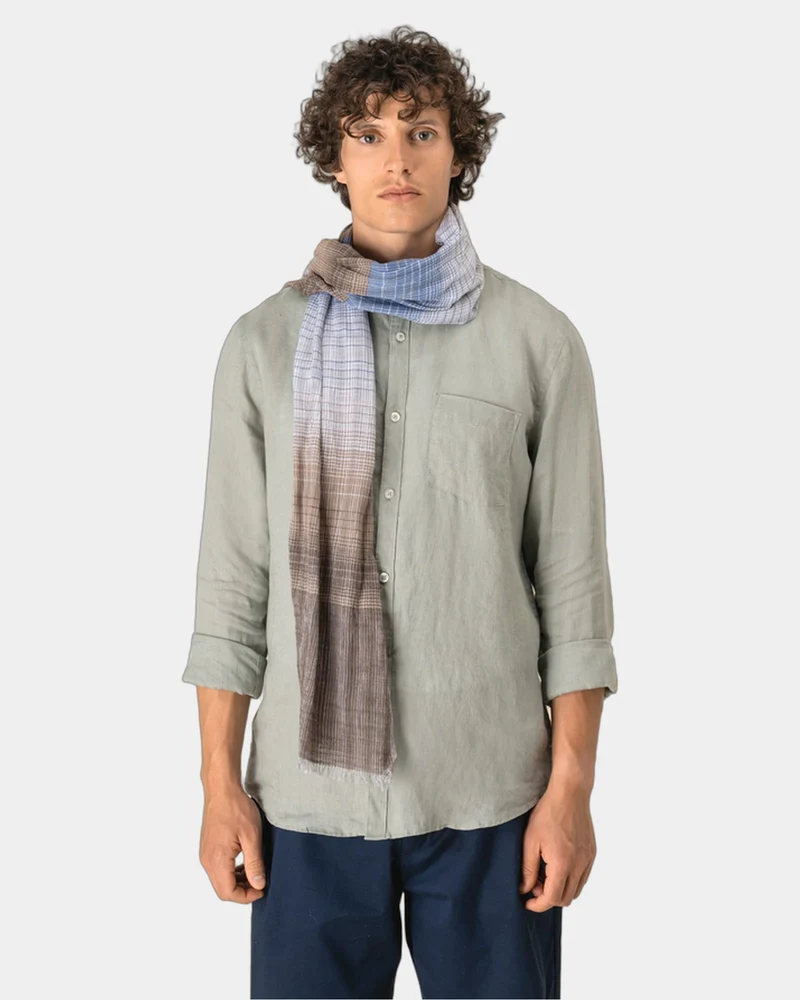 Chèche coton rayures franges à personnaliser