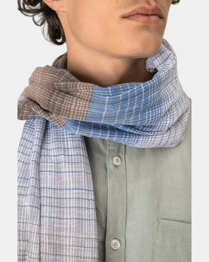 Chèche coton rayures franges à personnaliser