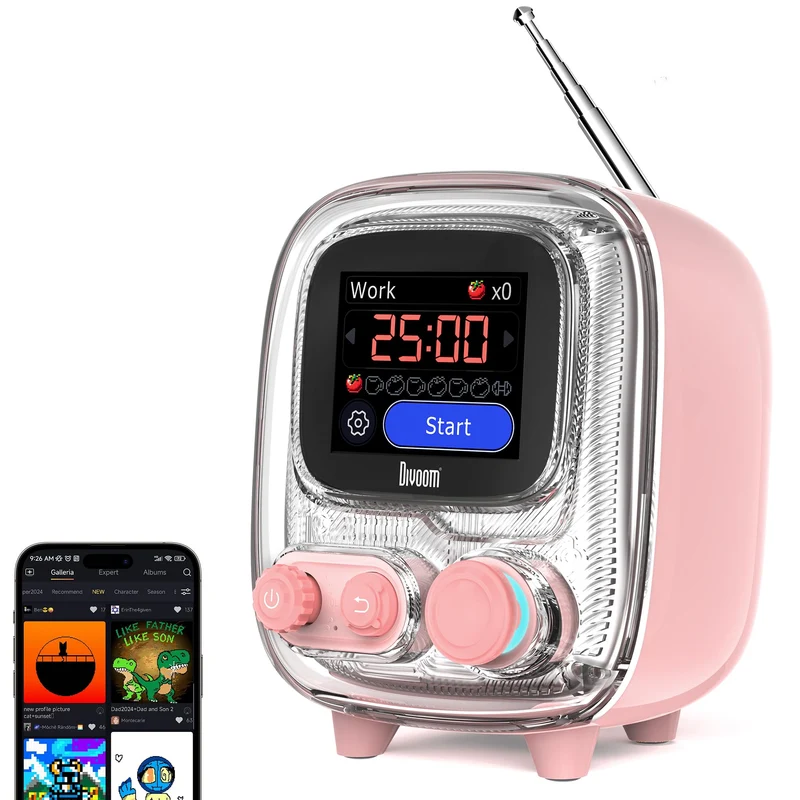 Enceinte Bluetooth Divoom Tiivoo-2 — téléviseur rétro miniature, écran album photo