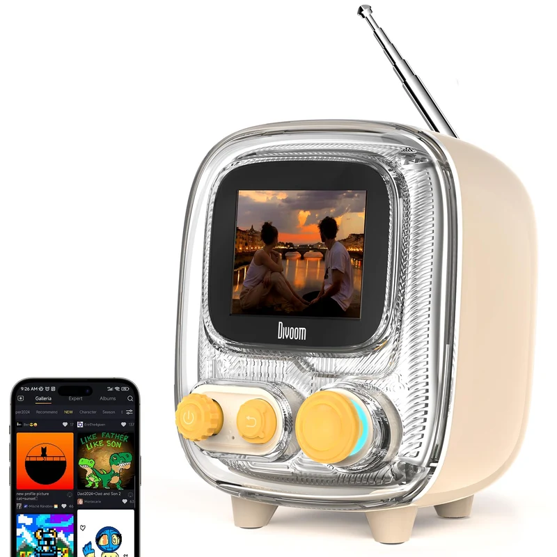 Enceinte Bluetooth Divoom Tiivoo-2 — téléviseur rétro miniature, écran album photo
