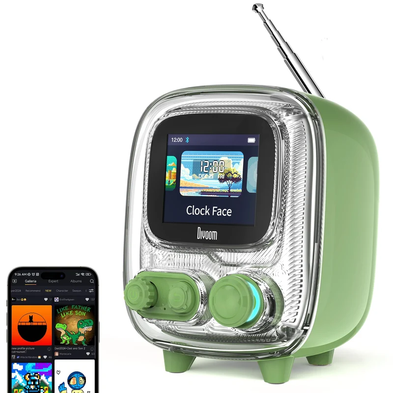 Enceinte Bluetooth Divoom Tiivoo-2 — téléviseur rétro miniature, écran album photo