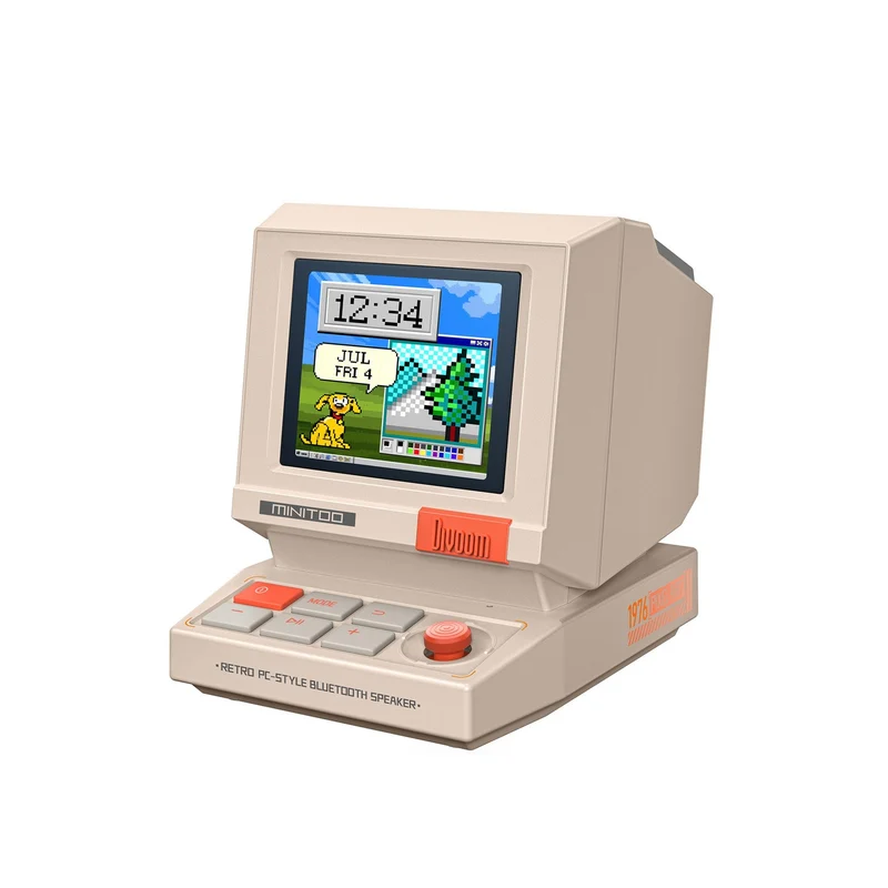 Enceinte Bluetooth Divoom MiniToo — écran pixel art, format ordinateur rétro miniature