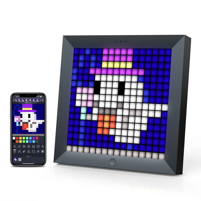 Écran pixel art Divoom Pixoo — 16×16 LED, horloge et visualiseur musical