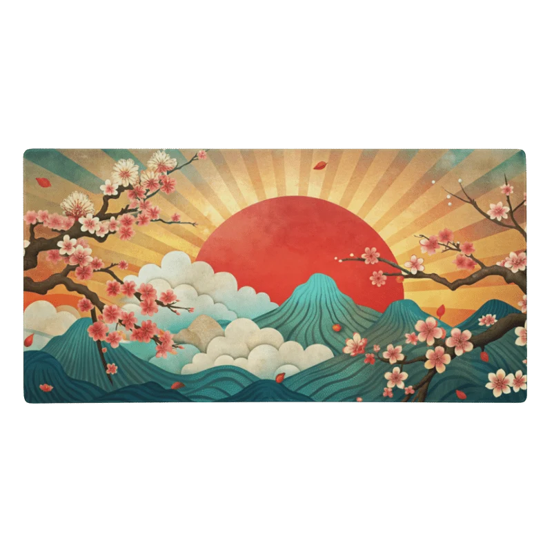 Tapis De Souris Japonais Sakura Montagnes Bleues