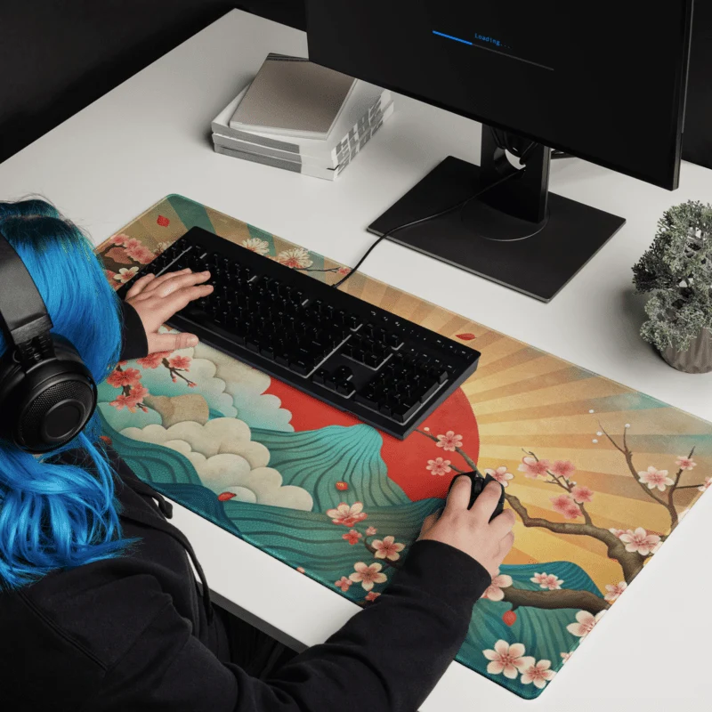 Tapis De Souris Japonais Sakura Montagnes Bleues