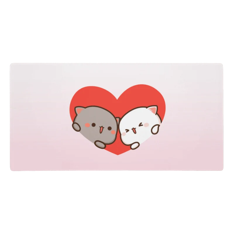Tapis De Souris Kawaii Chatons Amoureux