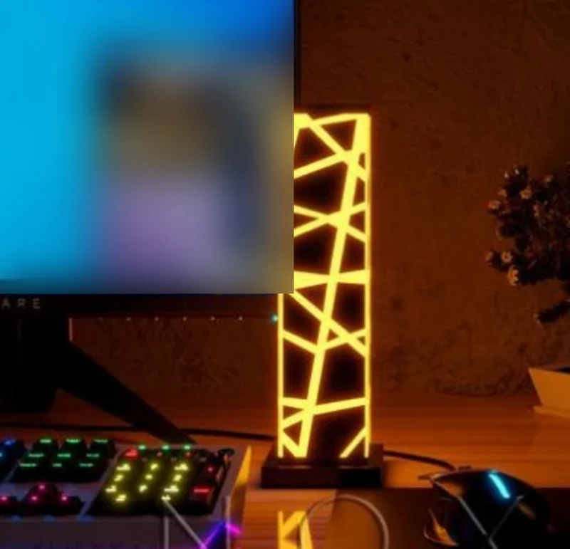 Lampe colonne en acrylique 27,5 cm — motif labyrinthe ou treillis, télécommande, prise européenne