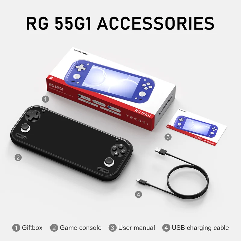 Anbernic RG 55G1 — console Android 14, écran 5,5" 1080p et Snapdragon G1 Gen 2