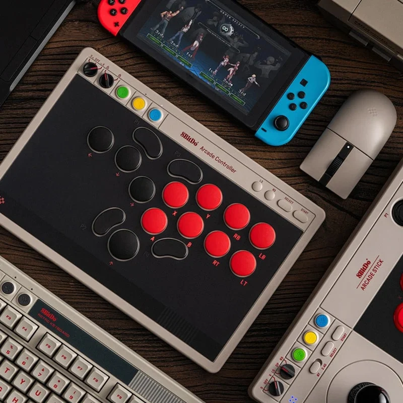 8BitDo Arcade Controller — contrôleur arcade tout-boutons sans levier, switchs mécaniques extra-plats