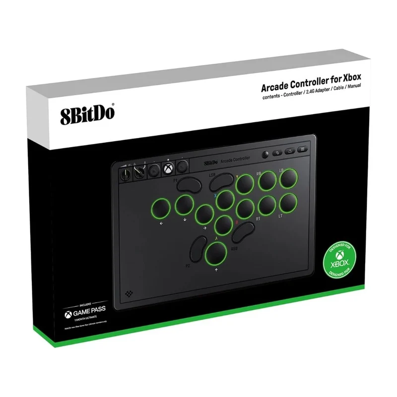 8BitDo Arcade Controller — contrôleur arcade tout-boutons sans levier, switchs mécaniques extra-plats