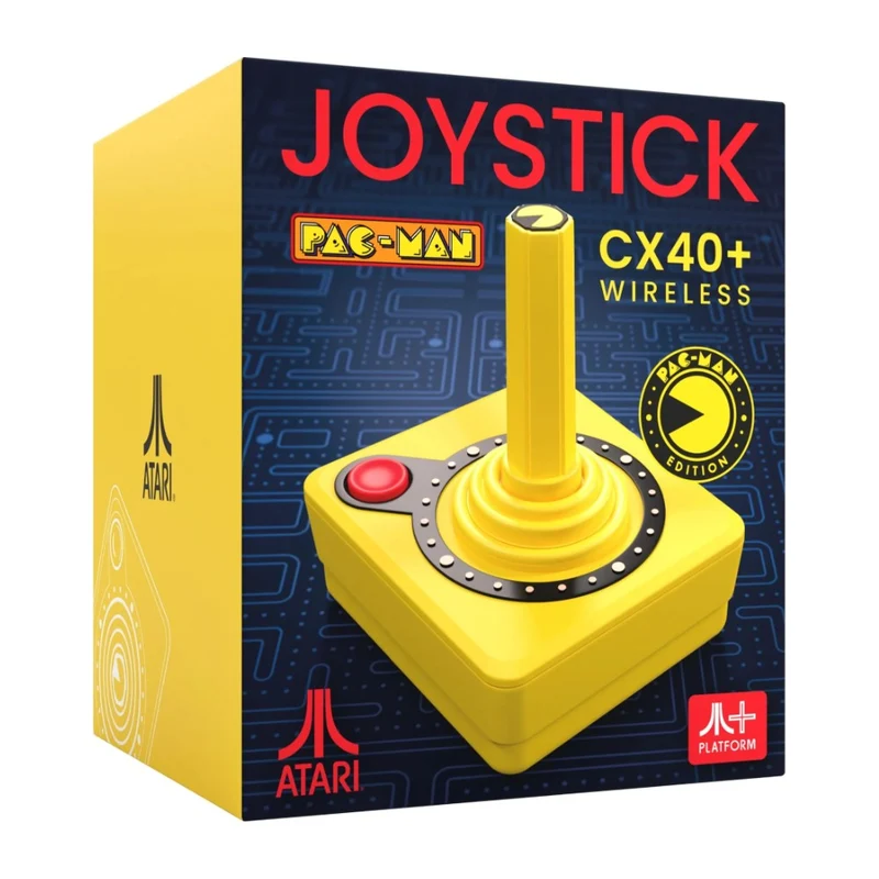 Joystick sans fil Atari CX40+ édition PAC-MAN — 5 coloris, adaptateurs DB9 et USB-A fournis