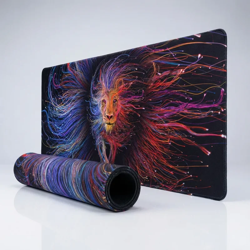 XXL Lion Mouse Pad — Neon Light-Painting Mane | PopMyPad