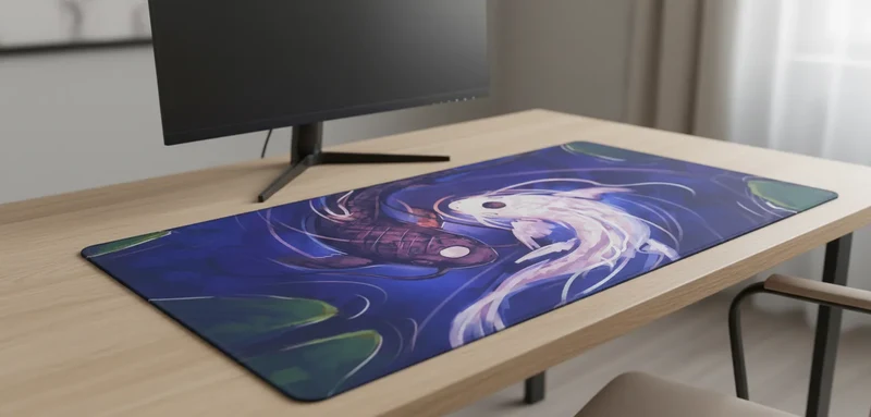 XXL Japanese Mouse Pad — Ebony & Ivory Koi Carp | PopMyPad