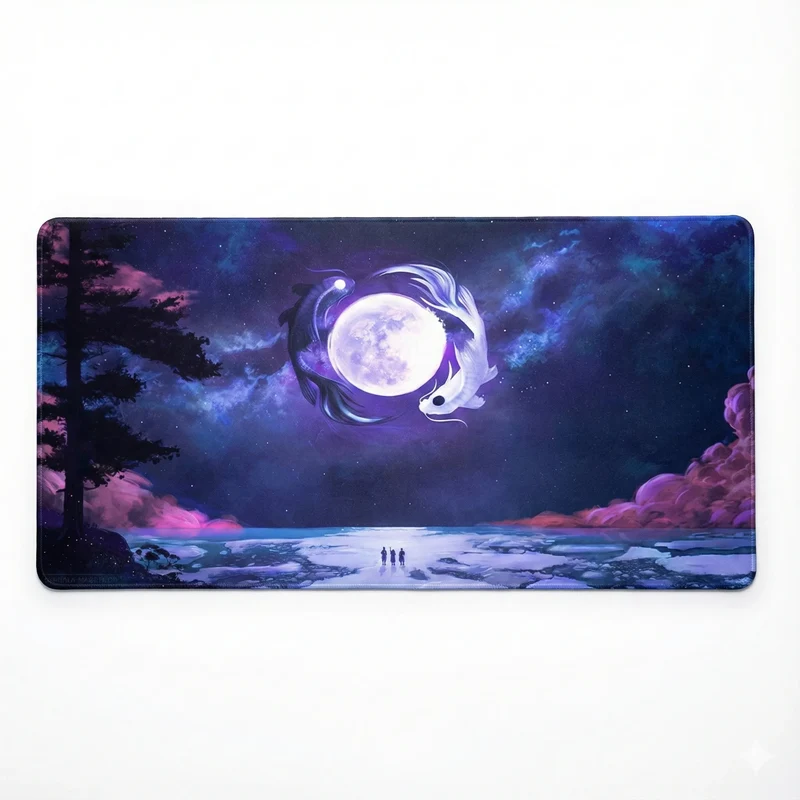 XXL Japanese Mouse Pad — Koi Carp Under the Moon | PopMyPad