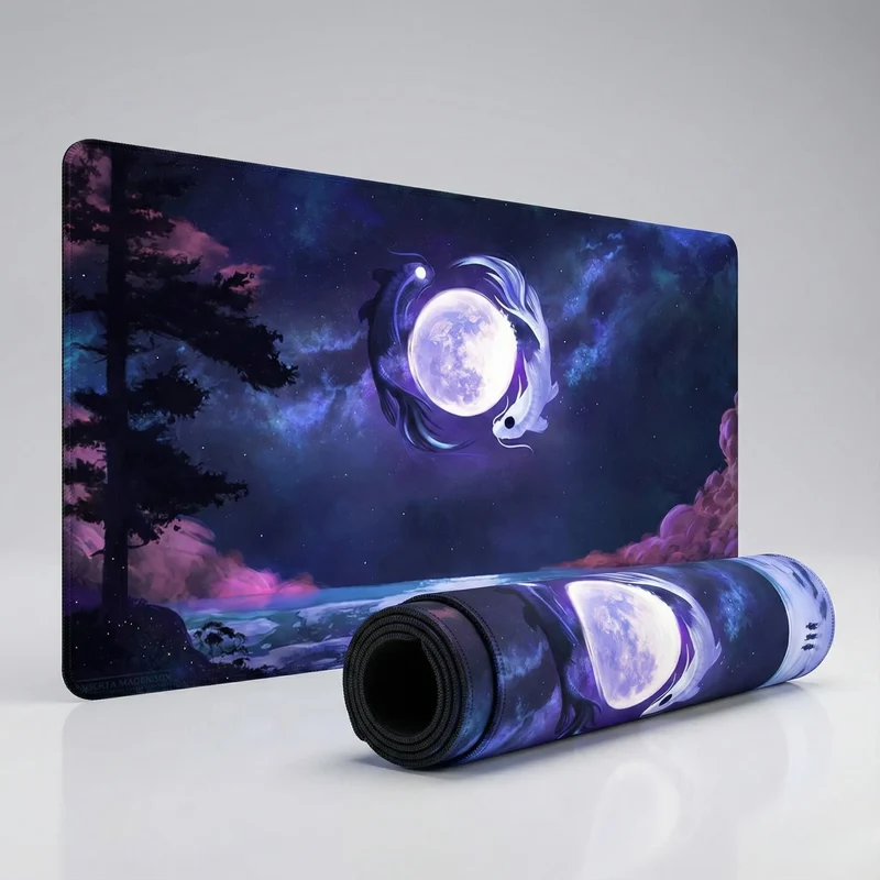 XXL Japanese Mouse Pad — Koi Carp Under the Moon | PopMyPad