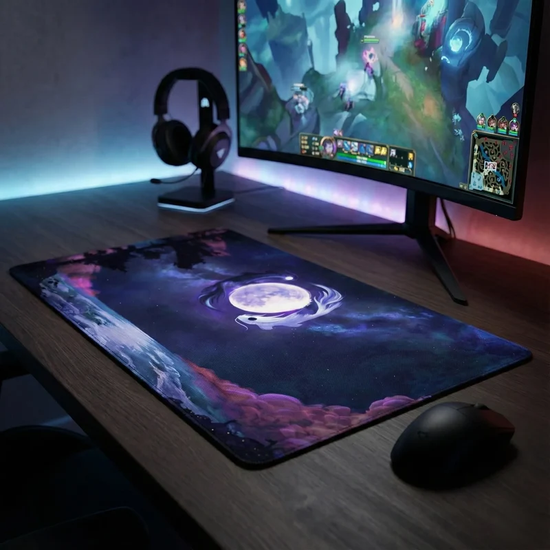 XXL Japanese Mouse Pad — Koi Carp Under the Moon | PopMyPad