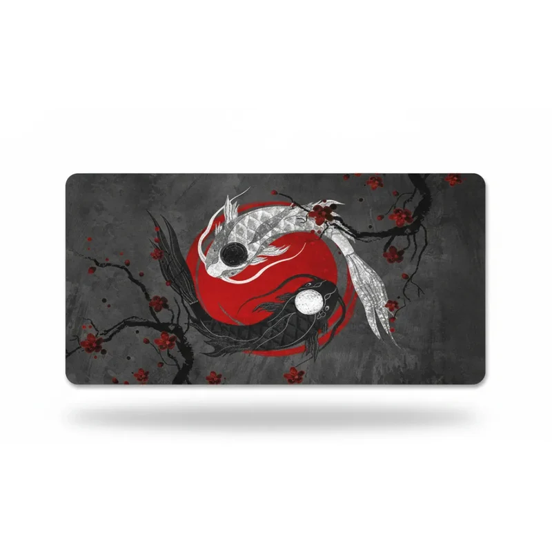 XXL Japanese Mouse Pad — Red & Charcoal Koi Carp | PopMyPad