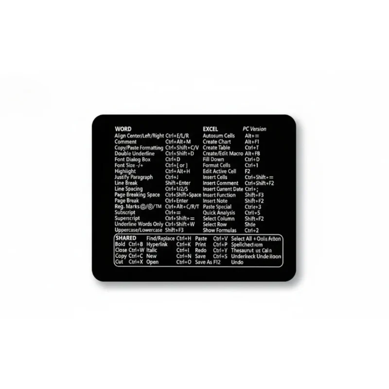 Office Shortcuts Mouse Pad — Minimalist Word & Excel Design | PopMyPad