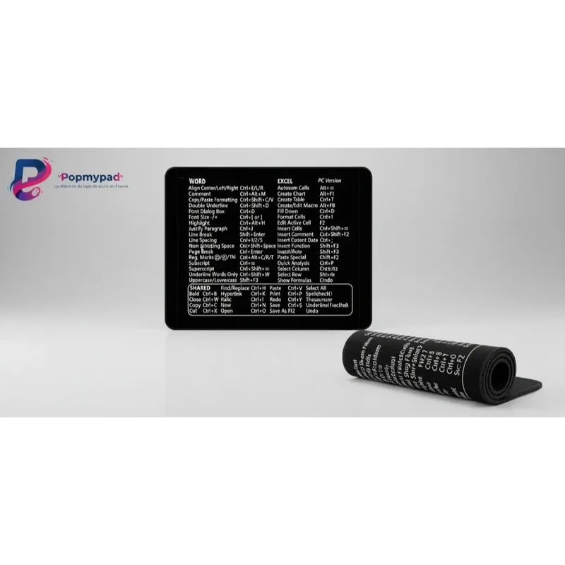 Office Shortcuts Mouse Pad — Minimalist Word & Excel Design | PopMyPad