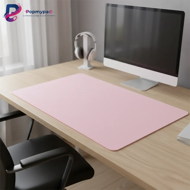 Pastel Pink Mouse Pad — Minimalist Solid Colour 9.8 × 11.4 in | PopMyPad