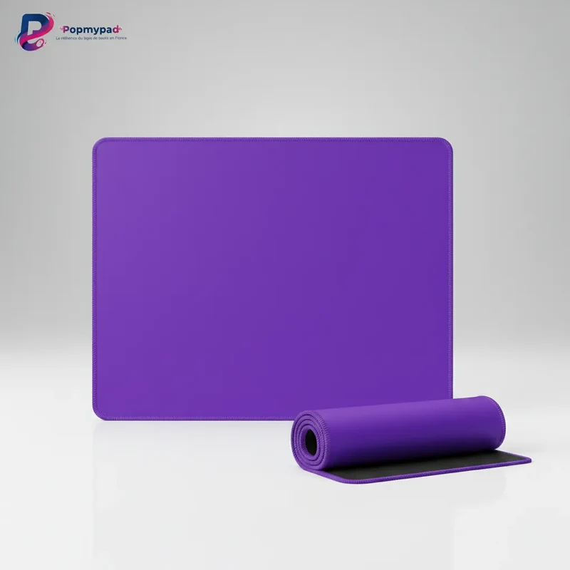 Purple Mouse Pad — Minimalist Solid Colour 9.8 × 11.4 in | PopMyPad