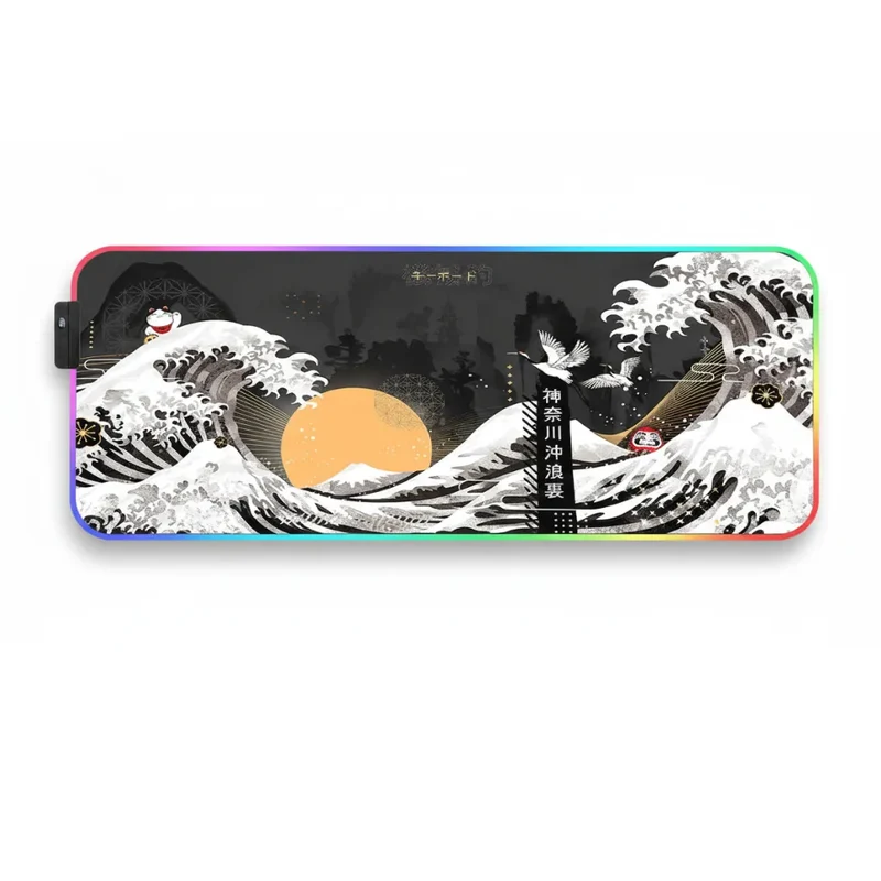 XXL RGB Japanese Mouse Pad — Great Wave and Mount Fuji | PopMyPad