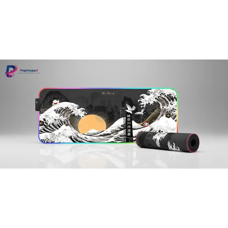 XXL RGB Japanese Mouse Pad — Great Wave and Mount Fuji | PopMyPad