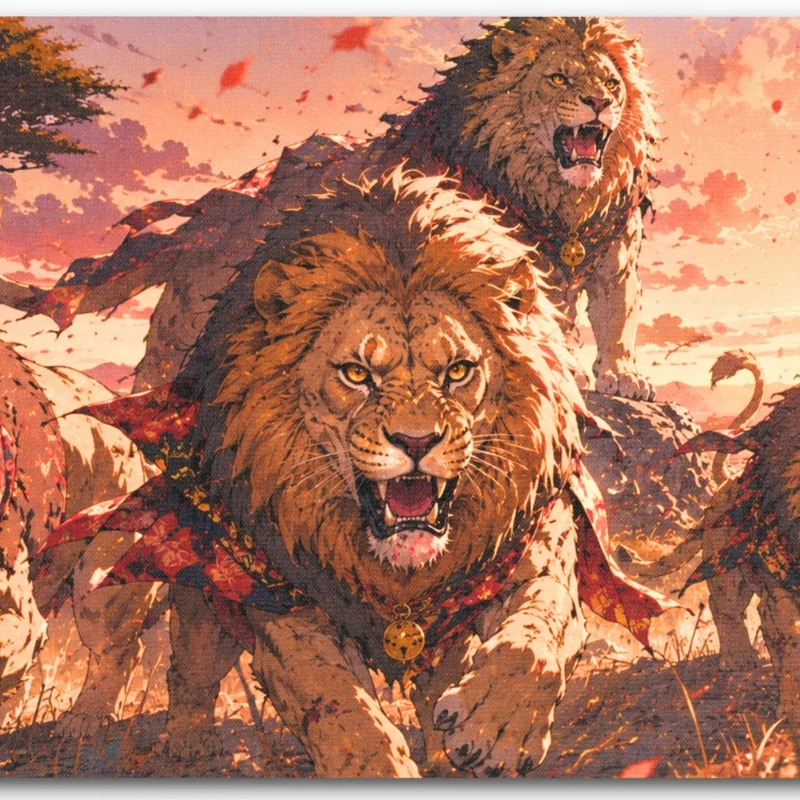 Tapis de Souris "Lions guerriers dans la Savane"