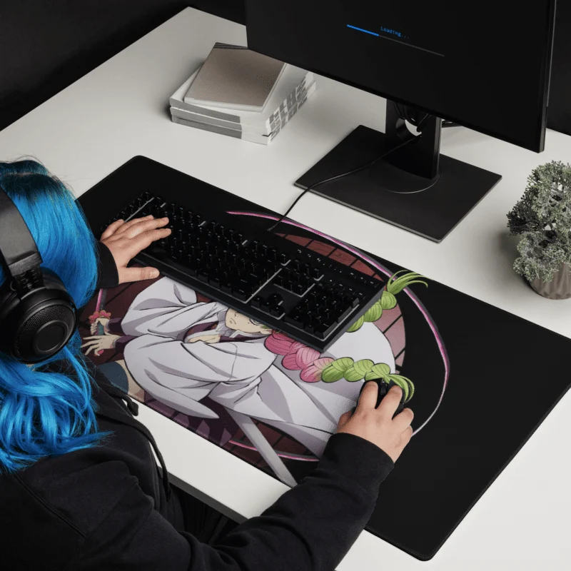 Tapis De Souris Manga Démon Guerrière Tresses Roses Vertes