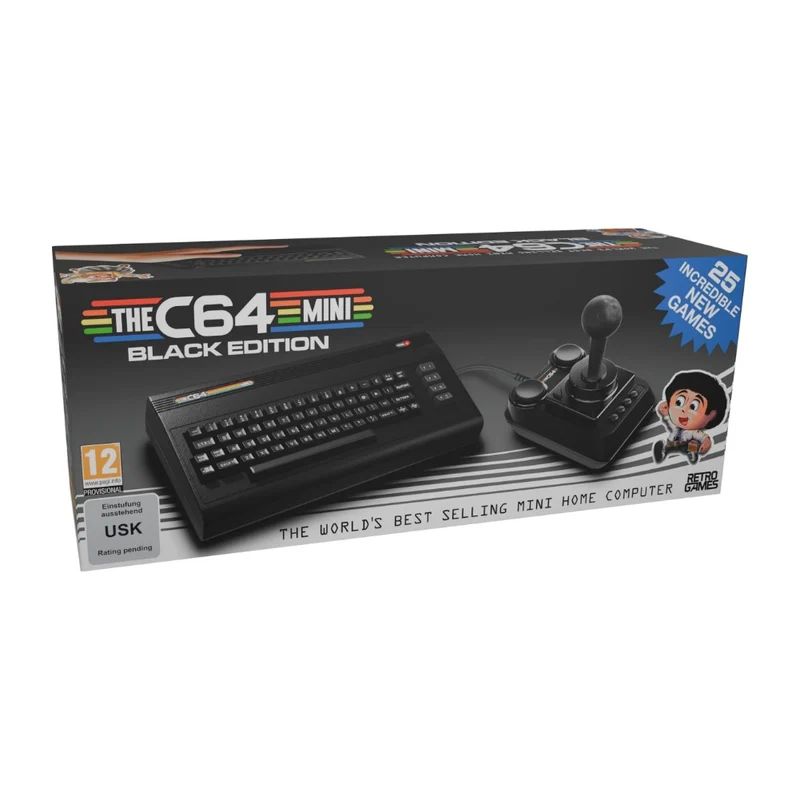 THEC64 Mini Black Edition — réplique au 1/2 du Commodore 64, 25 jeux modernes et joystick fourni