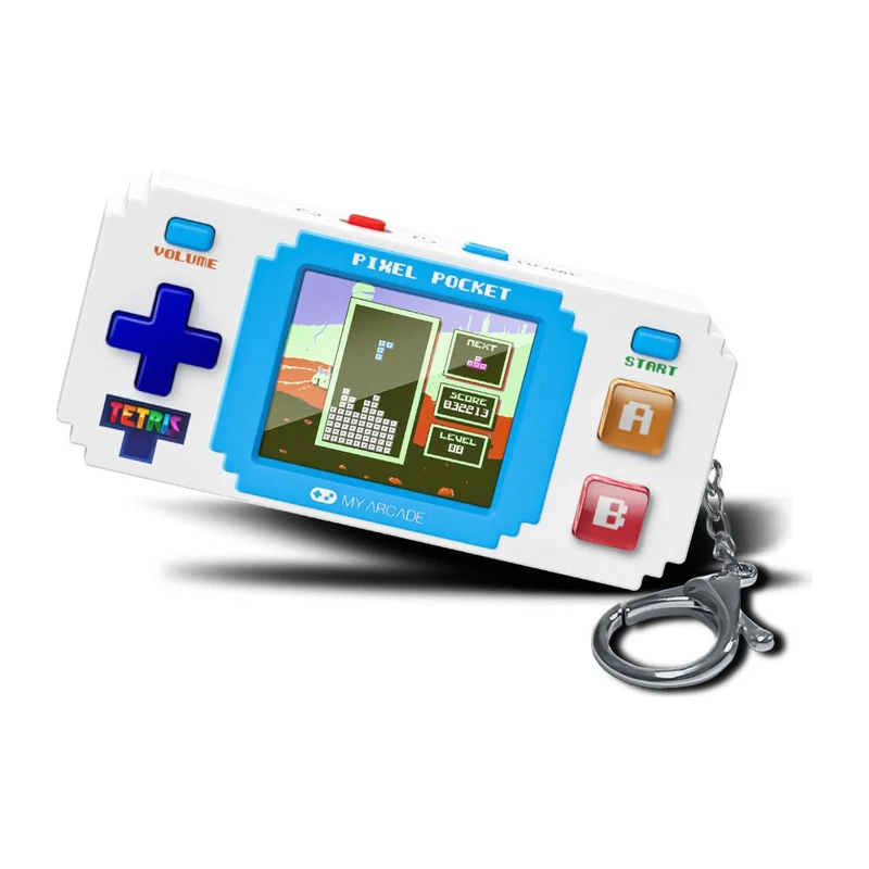 Pixel Pocket Tetris — console porte-clés à écran 1,8 pouce, Tetris et 10 jeux bonus