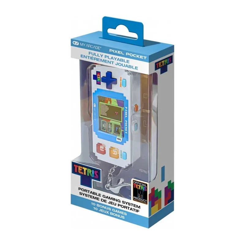 Pixel Pocket Tetris — console porte-clés à écran 1,8 pouce, Tetris et 10 jeux bonus