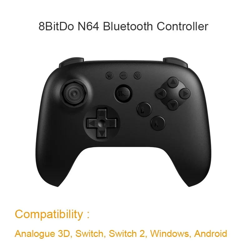 Manette 8BitDo 64 Bluetooth pour Analogue 3D, Switch et PC — stick à effet Hall et grille d'origine