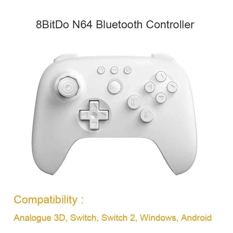 Manette 8BitDo 64 Bluetooth pour Analogue 3D, Switch et PC — stick à effet Hall et grille d'origine