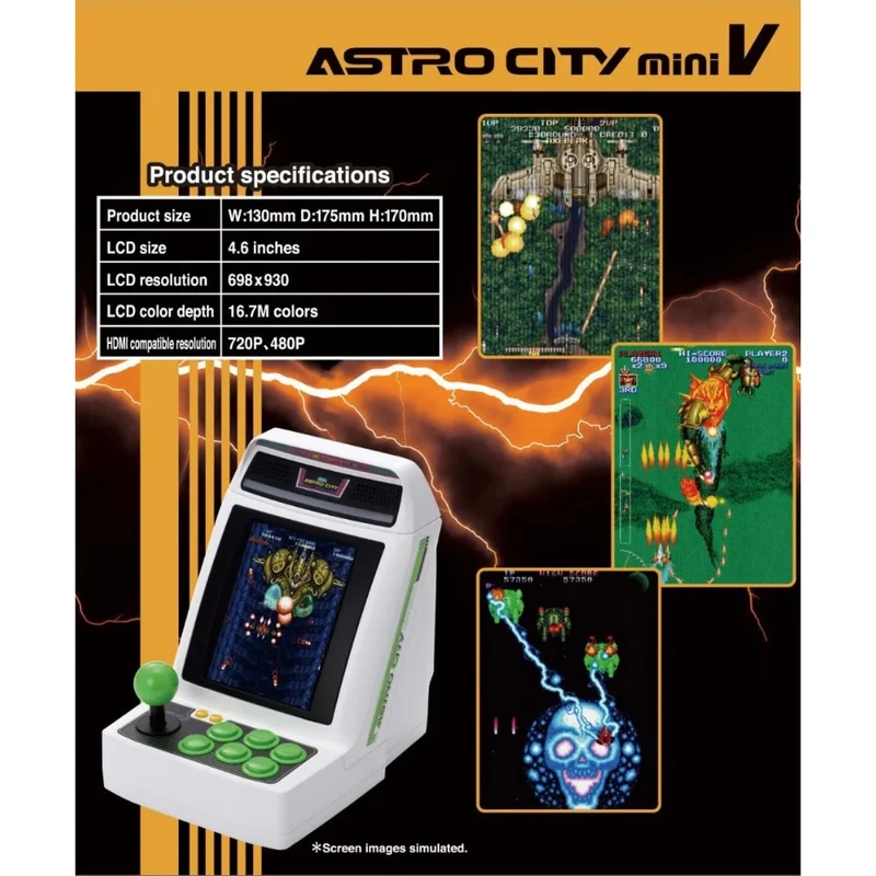 Astro City Mini V — mini borne d'arcade verticale à écran 4,6 pouces, 22 jeux intégrés