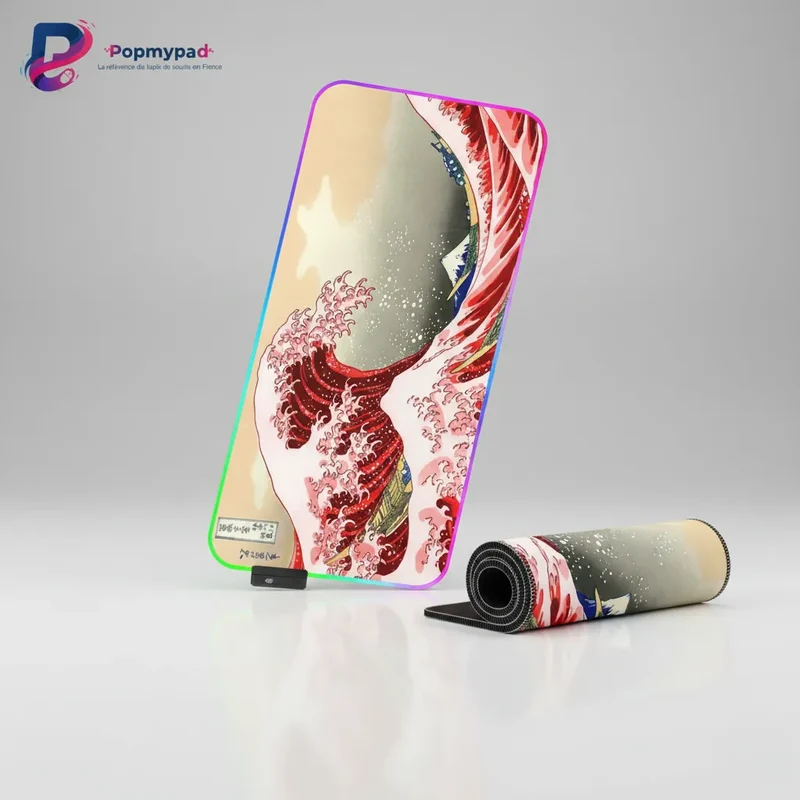 XXL Japanese Mouse Pad — Great Wave off Kanagawa in Imperial Red | PopMyPad