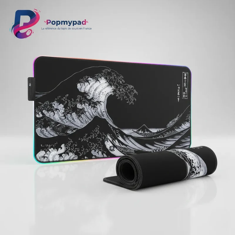 XXL Japanese Gaming Mouse Pad — Great Wave in Ink | PopMyPad