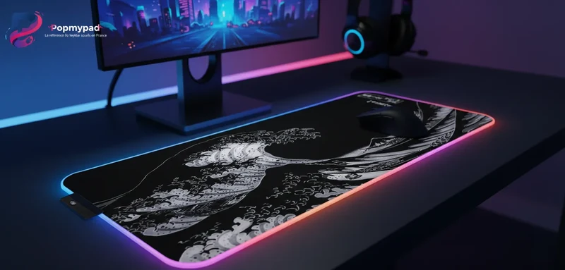 XXL Japanese Gaming Mouse Pad — Great Wave in Ink | PopMyPad