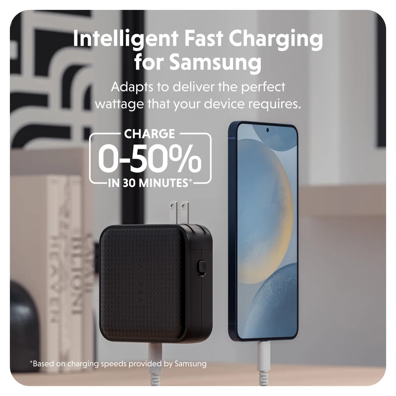 Chargeur de voyage HyperJuice® 100 W USB-C GaN testé pour la sécurité - Noir