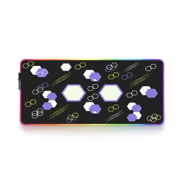 XXL RGB Geometric Mouse Pad — Amethyst Hexagons | PopMyPad