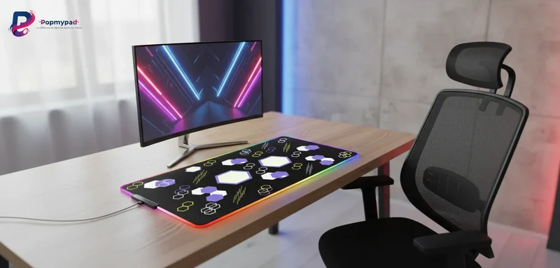 XXL RGB Geometric Mouse Pad — Amethyst Hexagons | PopMyPad
