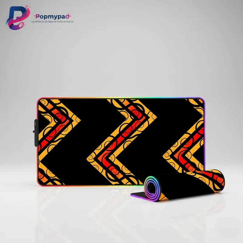Tapis de Souris XXL RGB Géométrique — Chevrons Solaires | PopMyPad