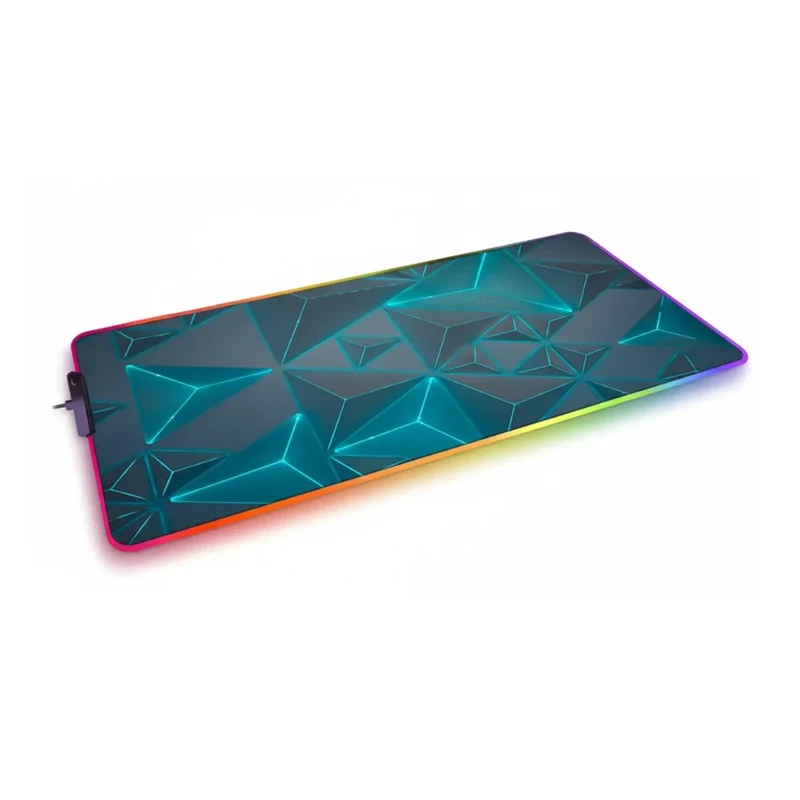 XXL RGB Geometric Mouse Pad — Blue Low-Poly Prisms | PopMyPad