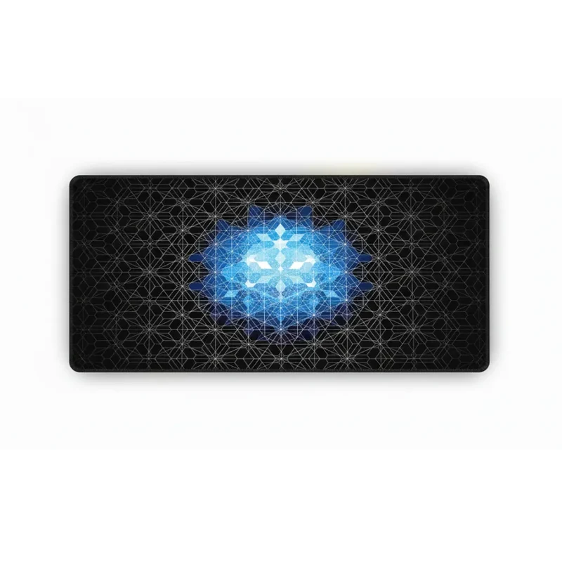 XXL Geometric Mouse Pad — Fractal Blue Frost RGB | PopMyPad