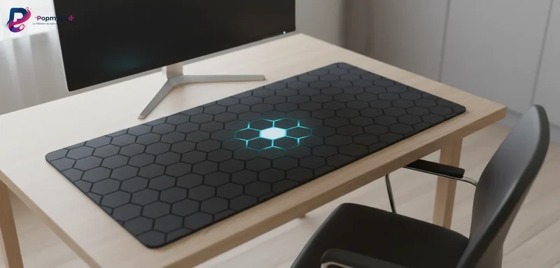 XXL Geometric Gaming Mouse Pad — Cyan Honeycomb Relief | PopMyPad